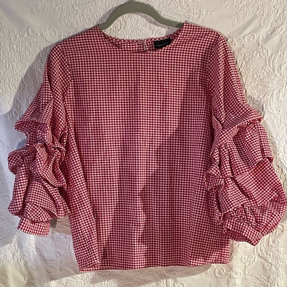Who What Wear Red and White Gingham Women's Blouse Size Medium - Picture 1 of 5